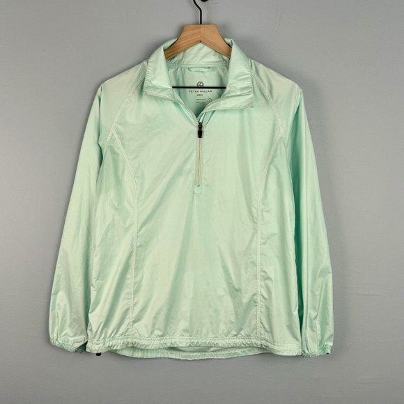 Peter Millar Womens Element E4 Wind 1/4‎ Zip Golf Jacket Size Small Teal - Picture 1 of 8